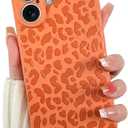 OOK Magnetic for iPhone 17 Case, Silicone Orange Leopard Cute Pattern, Compatible with MagSafe Cheetah Print Camera Protection Shockproof Slim Phone Case for 6.3inch, Orange