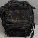 Tactical Fishing Tackle Backpack with Tackle Boxes, Rod Holders, Bottle Holder, 50 L Large Insulated Fishing Backpack Tackle Box with Cooler, Fishing Bag Store Gear & Equipment, Black CM