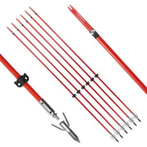TIGER ARCHERY 34inch Bowfishing Arrows Solid Fiberglass Shaft with Broadhead for Compound Bow and Recurve Bow Fishing Arrow Archery and Hunting (Pack of 6)
