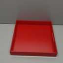 Sturdy Red Acrylic Serving Tray with Handles - 12x12 Inch - Coffee & Appetizer Platter - Kitchen Counter & Vanity Organizer