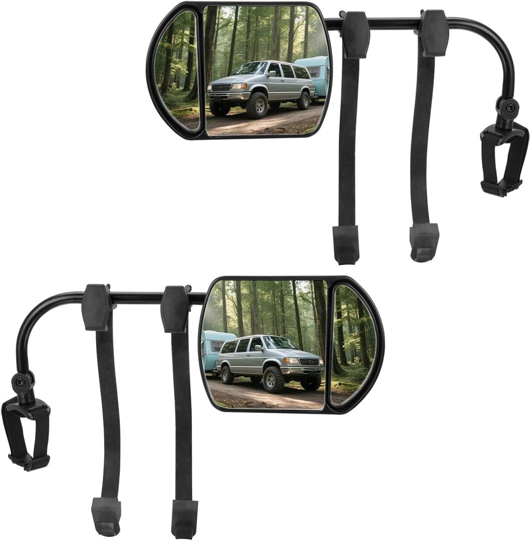 Towing Mirrors, Universal Mirror Extensions For Towing, 360 Degree Rotation Clip-on Dual View Tow Mirrors for Vehicle Car Truck Trailer RV SUV, 2pcs
