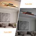 39.4" Modern LED Flush Mount Ceiling Light Dimmable Wood Ceiling Lights Chandeliers, 80W Long Close to Ceiling Lamp 3000K–6500K Linear Lighting Fixtures for Living Room Bedroom Kitchen