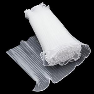 PH PandaHall 10 Yards Organza Ruffled Lace Organza Gradient White Tulle Fabric Applique Trim Trimming Ruffle Pleated Chiffon Trim for Craft Sewing Bag Dress Gift Decoration 10.6 inch Wide
