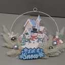 Christmas Santa Gnomes Wood Sign LED Light Up Wreath Wall Window Front Door Hanging Decoration for Festival Home Decors Wall Window Hanging Ornament (Different Style)