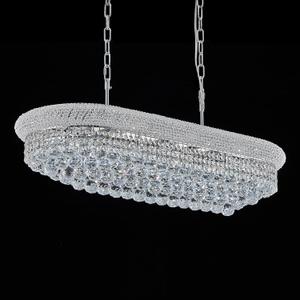 Rectangular Crystal Chandeliers for Dining Room,10 Lights Adjustable Height Oval Crystal Ceiling Light Fixture for Kitchen Island, Chrome Finish, L36'', 36" L x 14" W x 9" H