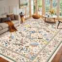 Washable Rugs 6x8 Floral Area Rug - Boho Floral Carpet for Living Room Bedroom Dining Room Kids Playroom Home Decor Non Slip Carpet (Multi 38)