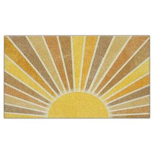 Nogrit Boho Door Mat, Retro Boho Orange Sun Sunshine Doormat Bathmat for Indoor Outdoor Entrance, Mid Century Modern Abstract Welcome Mats for Front Door Outside Porch Entryway, 17x30 Inches