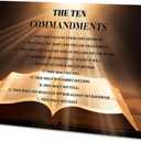CCWORKERRY The Ten Commandments Wall Art 10 Commandments Pictures Wall Decor Bible Verse Painting Canvas Art Christian Artwork Prints Religious Church Room Living Room Decor Frame (gold,12W x 18L)