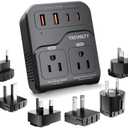 TREVOLTY 2000W Voltage Converter US to Europe, 220V to 110V Converter for Hair Dryer, 7-in-1 European Travel Plug Adapter with 3AC/2USB-A/2USB-C (Black)