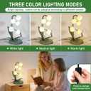 Flower Table Lamp for Bedroom,3 Colors Flower Reading Light with 5 Lily of The Valley, Cute Desk Lamp Bedside Lamps for Nightstands Home Decor,Soft Reading Night Light for Bedroom Living Room Office