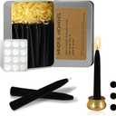 Dripless Taper Candle Meditation Candles,Black 20 Minute Mini Prayer Candlestick Pure Beeswax Candles with Brass Candle Holder for Yoga & Spiritual Rituals,30-BLA