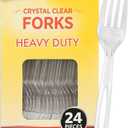 Glad Clear Heavy Duty Plastic Forks, Reduced-Plastic Open Handle, Break-Resistant Disposable or Top-Rack Reusable Cutlery for Parties, Camping & Everyday Meals, Standard Size, 24 Count