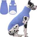 IECOii 4XL Dog Sweater - Stretch Fleece Sweater with Turtleneck,Blue,XXXX-Large, Warm Pullover Sweatshirt Pajamas for Indoor Sleeping/Outdoor Walking, Comfort Fit for Giant Breeds Like Great Dane