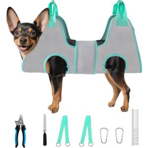 Dog Grooming Hammock, Dog Grooming Harness for Small Dogs, Dog Hanging Harness for Nail Trimming with Pet Nail Clippers Nail Trimmers Grooming Scissors, Dog Grooming Sling