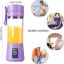 Portable Blender Cup,Electric USB Juicer Blender,Portable Juicer For Shakes and Smoothies, juice,380ml, Six Blades Great for Mixing,light purple