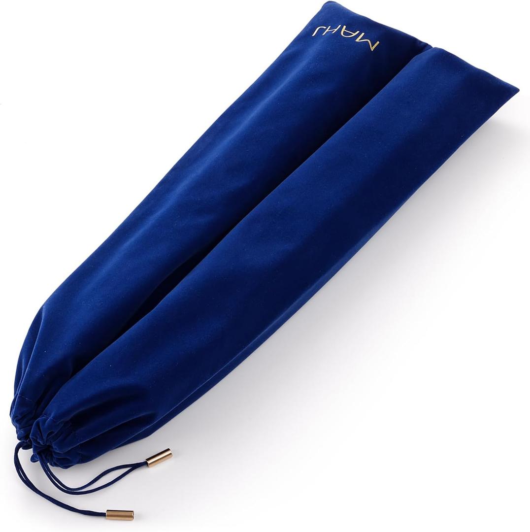 Storage Bag for Mahjong Racks and Pushers, 2 Compartments Fits 4 Racks Velvet Drawstring Pouch with Soft Sleeves, Mah Jongg Accessory Organizer (Blue)