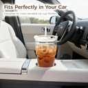 18oz Ribbed Glass Tumbler with Lids & Straws, Set of 2 -Vintage Ribbed Iced Coffee Cups, Reusable Smoothie & Cocktail Drinking Glasses - Perfect for Daily Use & Travel