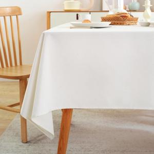Laolitou Table Cloth Rectangle Linen Waterproof Textured White Tablecloth, Washable Wrinkle Free Spill Proof Fabric Tablecloths for Dining Table Farmhouse Kitchen Holiday, 60x84 Inch