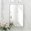 Keonjinn 16 x 24 Inch Brushed Silver Bathroom Mirror for Wall, Silver Rectangle Vanity Mirror, Modern Farmhouse Mirrors, Metal Framed Rectangular Square Corner Mirrors(Horizontal/Vertical)