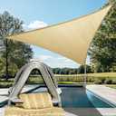 ColourTree Heavy Duty 16' x 16' x 16' Beige Sun Shade Triangle Pro Ring Shade Sail, 260 GSM Commercial Grade UPF50 Sunshade, Reinforced Corners & Edges - 5 Years (We Make Custom Size)