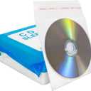 RICHEN CD/DVD/BluRay Sleeves, Refill Plastic Sleeve for CD and DVD Storage Binders,100 Pack (White)