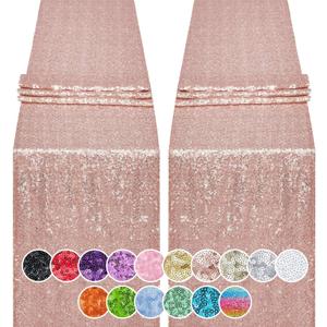 2PCS 12x72 Inch Sequin Table Runner Rose Gold Glitter Table Runner for Party, Wedding, Bridal Baby Shower, Event Decorations2PCS, 12x72 Inch, Rose Gold