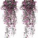 Artificial Hanging Ivy, PASYOU Vine Plastic Plants Grass Leaves Foliage Vines, UV Resistant Greenery Fake Flowers for Home Indoor Outdoor Garden Door Wall Wedding Party DIY Decoration - Fuchsia 4 Pack