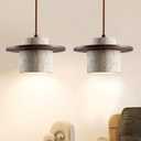 2pcs Wabi Sabi Pendant Light Nordic Marble Chandeliers Natural Stone Shade Simple Light Fixture for Dining Room Bedside Kitchen Island Hallway (Brown)