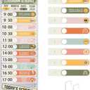 Daily Schedule Pocket Chart for Classroom, Calendar Pocket Chart 13+1 Pockets, 21 Reusable Cards for Classroom School 13" x 36" (Bright Color,Retro)