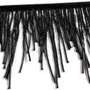 Black Beads Fringe Trim Beads Fringe Belt Glass Beaded Fringe Trim Wavy Water Shape Ribbon Tassel Chain for Clothing Accessories DIY Decoration
