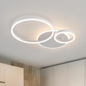 O'NEELDY Modern 3 Ring LED Chandelier Lamp Fixture White 25.59''Dimmable Acrylic Flush Mount Ceiling Lights with Remote Control Ideal for Small Room, Kitchen, Bedroom O'NEELDY Modern 3 Ring LED Chandelier Lamp Fixture White 25.59''Dimmable Acrylic Flush Mount Ceiling Lights with Remote Control Ideal for Small Room, Kitchen, Bedroom