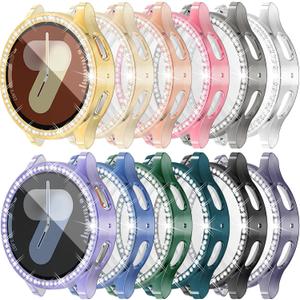 [12Pack] RICHONE Bling Screen Protector Compatible with Samsung Galaxy Watch 7 44mm, Rhinestone Full Protection Flexible TPU Cases Anti Scratch Watch Bumper Cover for Galaxy Watch7 (SM-L310  44MM)