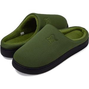 Memory Foam Slippers for Women's and Men's Casual House Shoes (9-10 Women/7-8 Men, Olive Green)