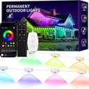 KSIPZE Permanent Outdoor Lights Waterproof IP67, Smart RGB+IC Eaves LED Lights with App & Button Control, 200+ Dynamic Scene Modes for House Roof, Garden, Christmas, Party Decor