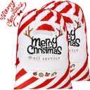 BeeGreen 2 Pieces Santa Sack Extra Large 27.6 x 42 Inch Santa Bags Reusable Christmas Bags Drawstring For Gifts Wrapping Giant Xmas Bag For Presents (Red Twill)