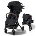 Lightweight Baby & Toddler Stroller, Ultra Compact, Airplane-Friendly Travel Stroller, One-Handed Fold, Near Flat Recline, X-L Canopy & Parent Cup Holder -LinQ (v2 Midnight Black)