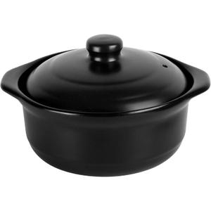 3.4 Quart Ceramic Cooking Pot Heat-resistant Clay Cooking Pot Chinese Cookware Casserole Stovetop Stone Pot with Lid for Cooking Rice Meat Soup (Black 3.2L)