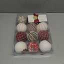 12PCS Burlap Christmas Ornaments, Rustic Jute Wrapped Balls 3.15", Snowflake Embroidered & Plaid Pattern Farmhouse Ornaments for Christmas Tree