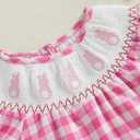 7 x Gueuusu Newborn Baby Girl Easter Outfit Bunny Embroidery Smocked Bubble Romper Short Sleeve One Piece Bodysuit Infant Clothes (2-3T, Plaid)