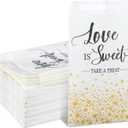 Woanger 300 Pcs Wedding Favor Buffet Bags Bulk 5 x 7 Inch Love Is Sweet Themed Treat Paper Bags White Self Adhesive Wedding Gift Candy Cookie Party Favor Wrap Supplies for Birthday Bridal Baby Shower