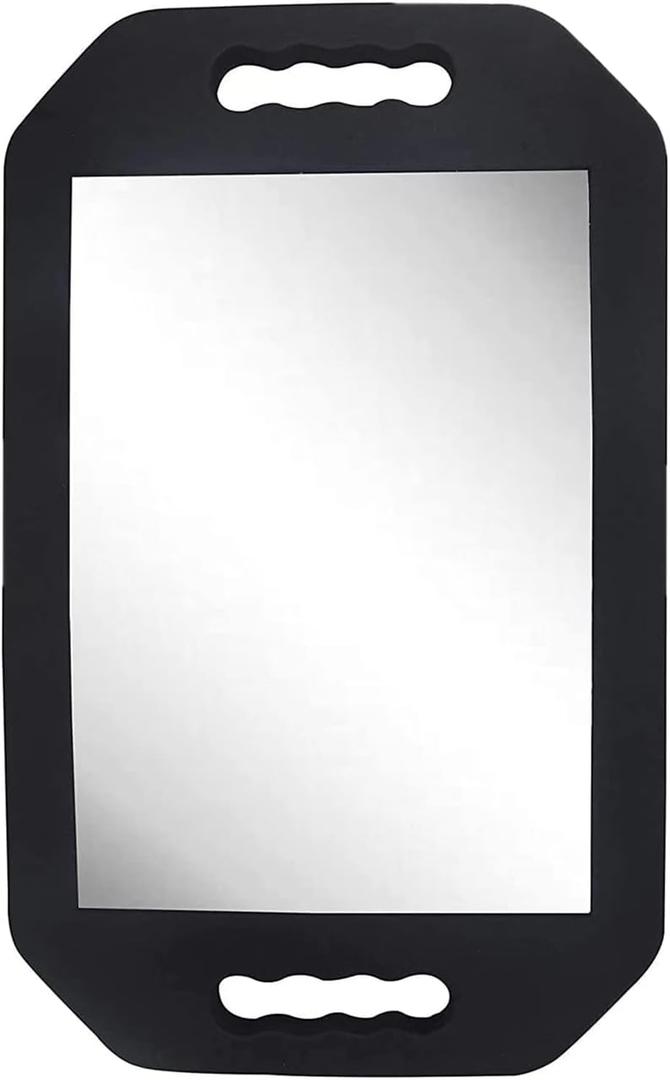 HREW Handle Mirror  Large Hand Mirror with Double Handle - Rectangular Hand Held Mirror with Handle - Lightweight Hair Salon Equipment Hairstylist and Barber Accessories (1Pcs Rectangle) (15.7"L x 10.2"W)