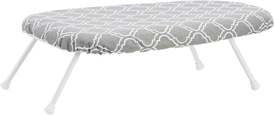 Amazon Basics Foldable Compact Tabletop Ironing Board with Folding Legs, Heat Resistant Portable, Lightweight, Non-Slip, Easy Storage, Trellis Removable Cover, 23.6"L x 7.1"W x 14.3"H, Chevron