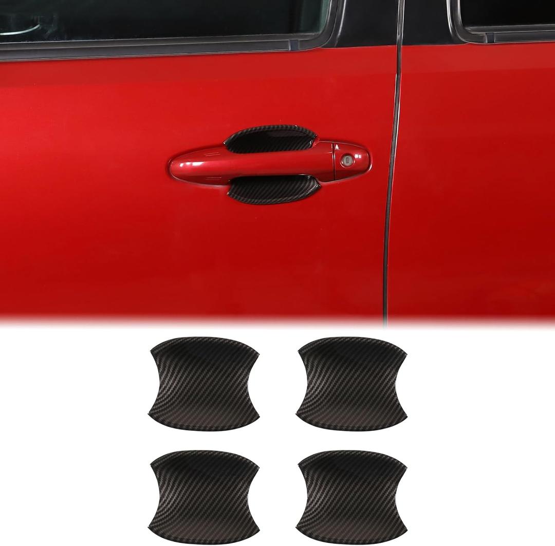 Aunginsy Exterior Door Handle Bowl Trim Cover Compatible with Toyota Tacoma 2016-2023 Pickup Truck Outside Front Rear Door Handle Cup Bowl Scratches Protector Decorative Sticker ABS Accessories (Carbon Fiber Pattern)