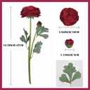Dark Red Ranunculus Artificial Flowers 6PCS Real Touch Ranunculus Flowers Fake Peonies Artificial Flowers for DIY Wedding Bouquet Party Table Home Decor(Dark Red)