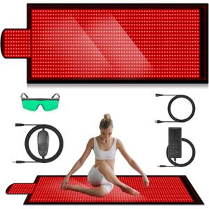 84.6'' X 33.5'' LED 1400pcs 660nm Red Light Therapy Mat 850nm Near Infrared Light Therapy Devices 3 Modes & 9 Timer, Extra Large Red Light Therapy Pads Blanket for Whole Full Body, Pain Relief