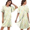 Post Surgery Hospital Gowns for Women Open Back Ruffle Sleeve Patient Gown Tear Away Adaptive Dress with Pockets, Floral Yellow, XX-Large