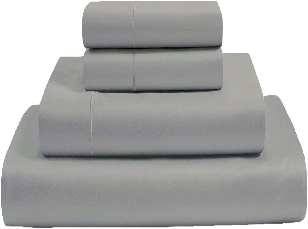 MyGiza Sheets,100% Certified Giza Egyptian Cotton Sheets-King Size Giza Cotton Sheets Set to Fit Upto 18 Inches Deep Mattress (4 Pcs) Silver Grey