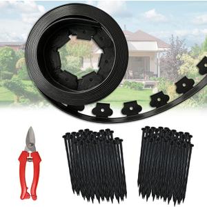 80 ft Fence Edging for Landscaping Include Garden Pruning Scissors,80 Spikes,80 ft Lawn Edging Edging for Landscaping Edging and Garden Edging and Garden Border and Flower Bed Edging (Black-80ft)