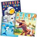 homicozy 3PCS Sticker Paint Books for Kids Ages 4-10,Dinosaur Astronaut Ocean Animals Designs Paint by Stickers, Sticker by Numbers, Party Birthday Gifts for Boys 4-10,Create 30 Pictures at a Time