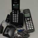 Panasonic Cordless Phone 2 Handsets System Expandable with Amber Backlit Display KX-TGC352B (Black)